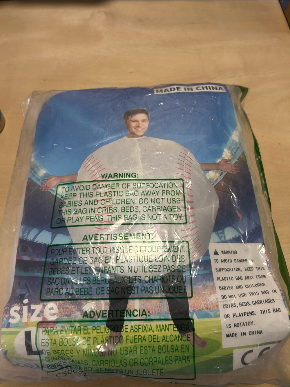 Baseball halloween costume, size L adult